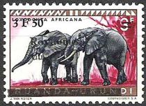 African Bush Elephants - overprinted - surcharged