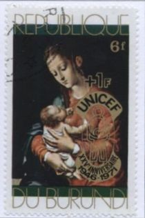 Madonna and child, surcharged