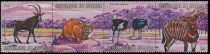 Strip of 4 Stamps with African Animals