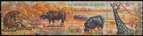 Strip of 4 Stamps with African Animals