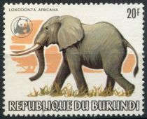 African Elephant (Loxodonta africana); ovpt WWF-logo