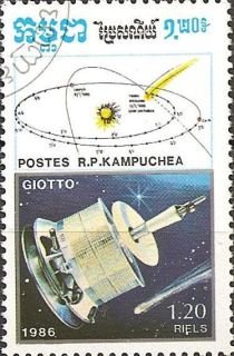 Diagram of comet's trajectory and "Giotto" space probe