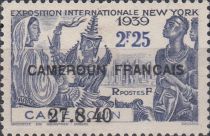 French Colony Residents and the NY Skyline overprinted