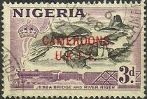 Jebba Bridge and River Niger with U.K. overprint