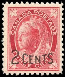 Queen Victoria (1819-1901) 1897 Issue Surcharged 2 CENTS