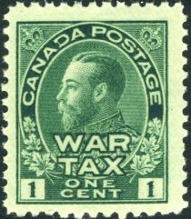 King George V with WAR TAX inscription