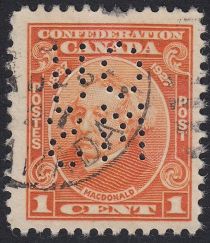 Sir John A. Macdonald (1815-1891) Perforated OHMS