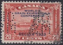 Harvesting Wheat with Tractor Overprint and OHMS Perfin