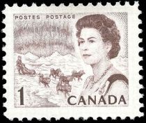 Queen Elizabeth II, northern lights and dog sled team