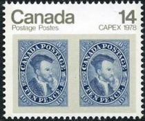 Pair of 1855 10d Jacques Cartier stamps