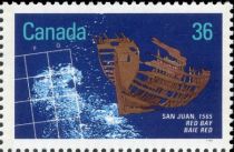 Hull of "San Juan", sunk in Red Bay in 1565.