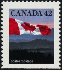 Canadian Flag over Hills