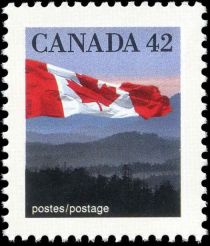 Canadian Flag over Hills