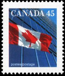 Canadian Flag and Office Buildings