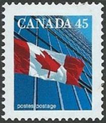 Canadian Flag and Office Buildings