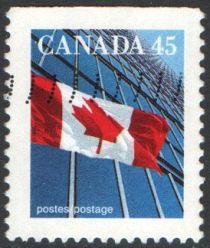 Canadian Flag and Office Buildings