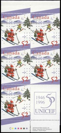 Santa and Elf Skiing Booklet Pane