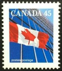 Canadian Flag and Office Buildings