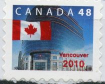 Flag in front of Canada Post Ottawa overprint Vancouver 2010