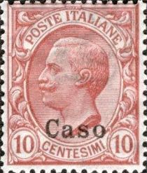 Effigy of Vittorio Emanuele III to the left, overprinted