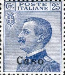 Effigy of Vittorio Emanuele III to the left, overprinted