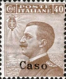 Effigy of Vittorio Emanuele III to the left, overprinted