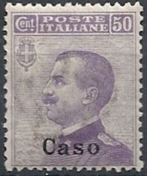 Effigy of Vittorio Emanuele III to the left, overprinted