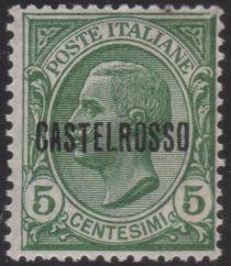 Effigy of Vittorio Emanuele III to the left, overprinted