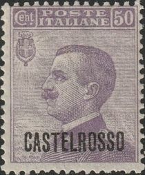 Effigy of Vittorio Emanuele III to the left, overprinted