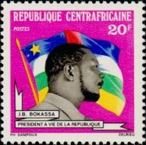 Jean Bedel Bokassa, president for life of the Republic