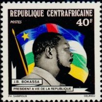 Jean Bedel Bokassa, president for life of the Republic