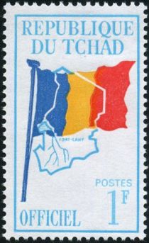 Country flag on map of Chad