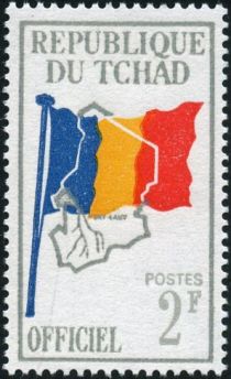 Country flag on map of Chad