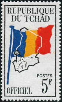 Country flag on map of Chad