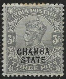 King George V wearing Imperial Crown of India - overprinted