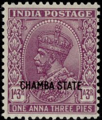 King George V wearing Imperial Crown of India - overprinted