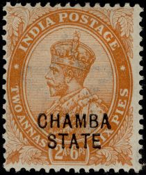 King George V wearing Imperial Crown of India - overprinted