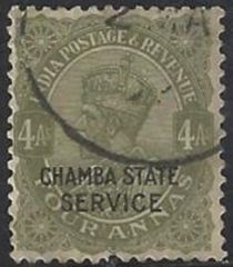 King George V wearing Imperial Crown of India - overprinted