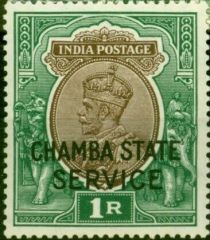 King George V wearing Imperial Crown of India - overprinted