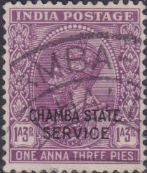 King George V wearing Imperial Crown of India - overprinted