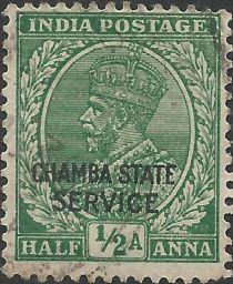 King George V wearing Imperial Crown of India - overprinted