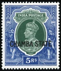 King George VI wearing Imperial Crown of India - overprinted