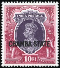 King George VI wearing Imperial Crown of India - overprinted