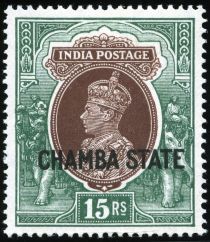 King George VI wearing Imperial Crown of India - overprinted