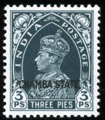 King George VI wearing Imperial Crown of India - overprinted