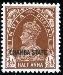 King George VI wearing Imperial Crown of India - overprinted