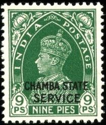 King George VI wearing Imperial Crown of India - overprinted