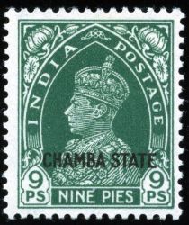 King George VI wearing Imperial Crown of India - overprinted