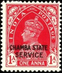 King George VI wearing Imperial Crown of India - overprinted