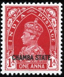 King George VI wearing Imperial Crown of India - overprinted